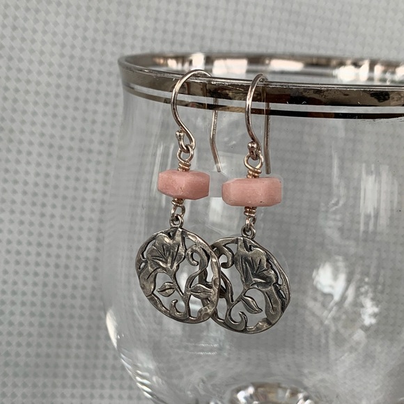 Retired SILPADA Pink Soapstone and Sterling silver earrings - Picture 3 of 9